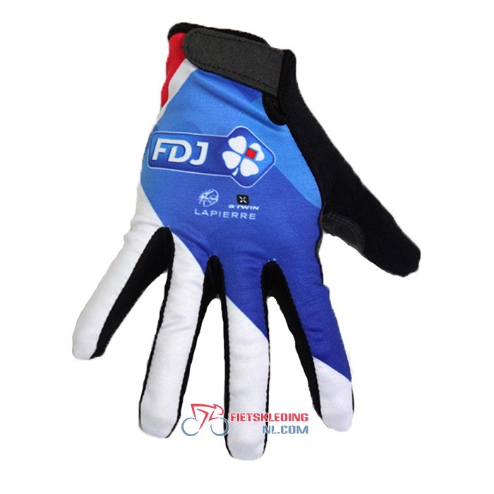 2020 FDJ Lange Handschoenen Wit Blauw Zwart
